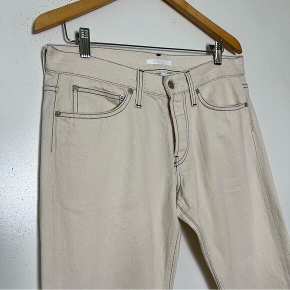Helmut Lang Jeans Beige Contrast Stitch Straight Leg Button Fly Women 30 Men 33 - Picture 3 of 8
